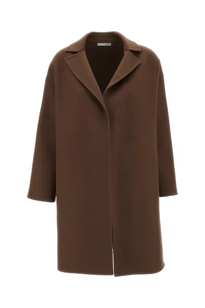 Dušan Open Lapel Cashmere Coat With Seamless Pockets In Brown