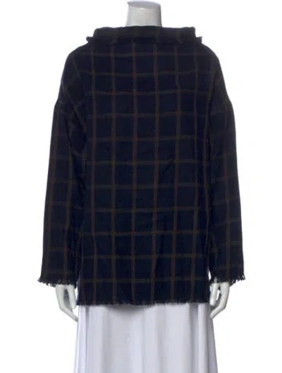 Pre-owned Dušan Plaid Print Long Sleeve Top In Black