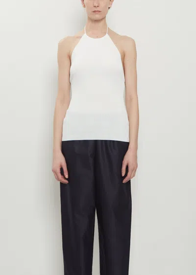 Dušan Ribbed Knit Open Back Top In White