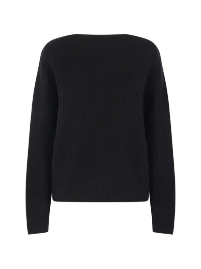 Dušan Ribbed-knit Batwing-sleeve Sweater In Black