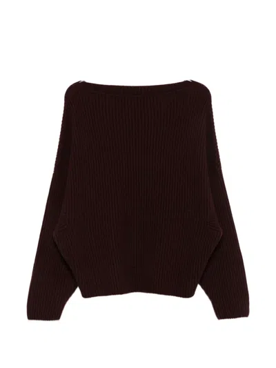 Dušan Ribbed-knit Boat-neck Sweater In Brown