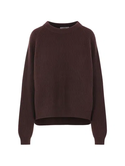 Dušan Ribbed-knit Raglan-sleeve Sweater In Brown