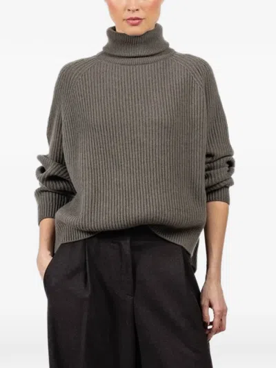 Dušan Roll-neck Ribbed Sweater In Gray