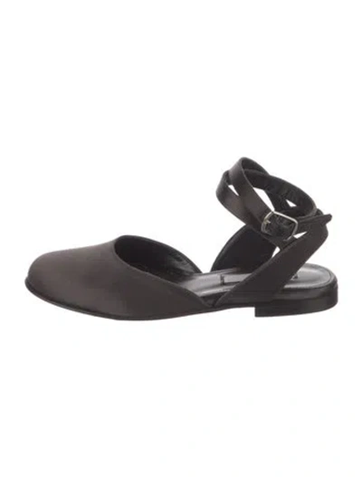 Pre-owned Dušan Satin Slingback Flats In Brown