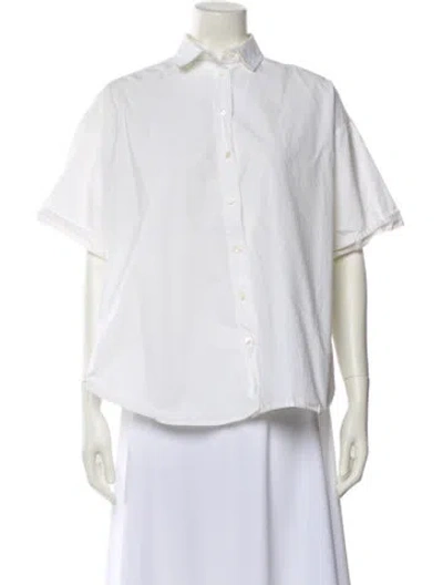 Pre-owned Dušan Short Sleeve Button-up Top In White