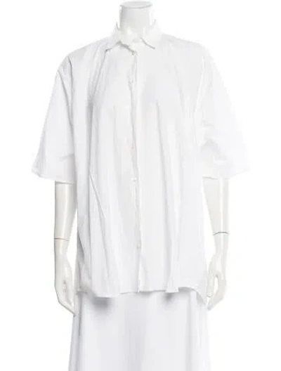Pre-owned Dušan Short Sleeve Button-up Top In White