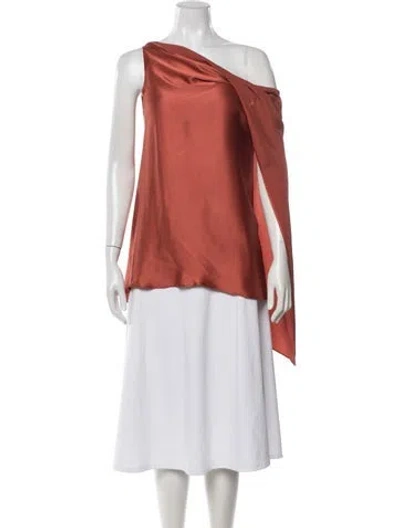 Pre-owned Dušan Silk Asymmetrical Top In Red