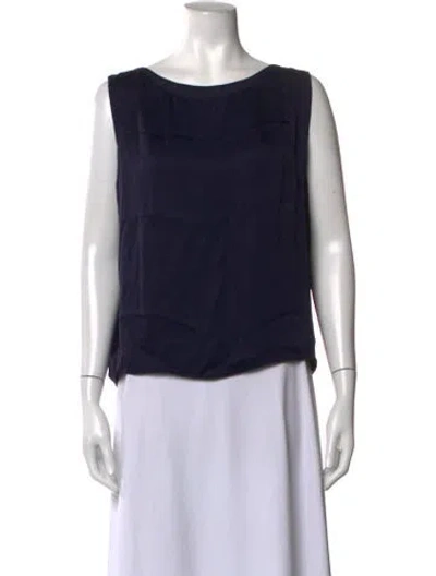 Pre-owned Dušan Silk Bateau Neckline Top W/ Tags In Blue