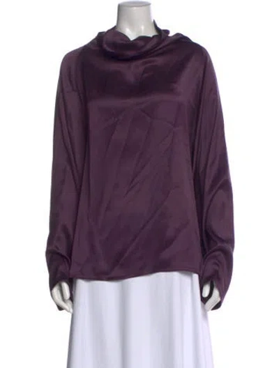 Pre-owned Dušan Silk Cowl Neck Blouse In Purple