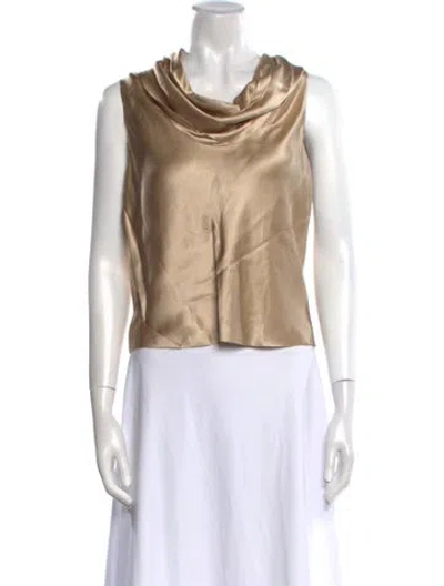 Pre-owned Dušan Silk Cowl Neck Crop Top In Neutral