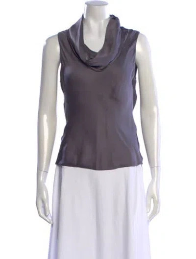 Pre-owned Dušan Silk Cowl Neck Top In Blue