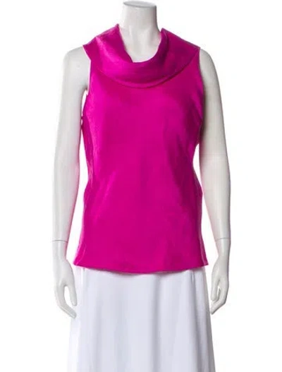 Pre-owned Dušan Silk Cowl Neck Top In Purple