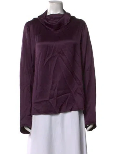 Pre-owned Dušan Silk Cowl Neck Top In Purple
