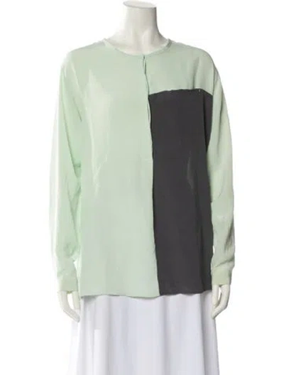 Pre-owned Dušan Silk Crew Neck Blouse In Green