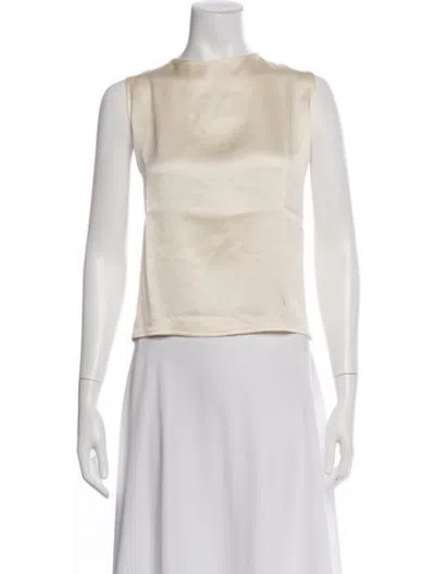Pre-owned Dušan Silk Crew Neck Top In Neutrals