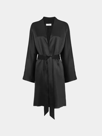Dušan Silk Long Robe Size: M In Black