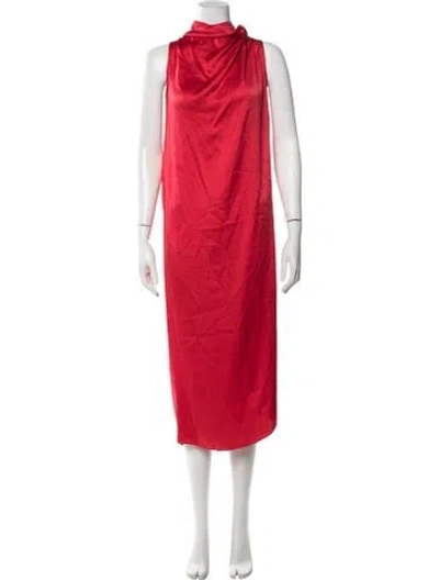Pre-owned Dušan Silk Midi Length Dress In Red