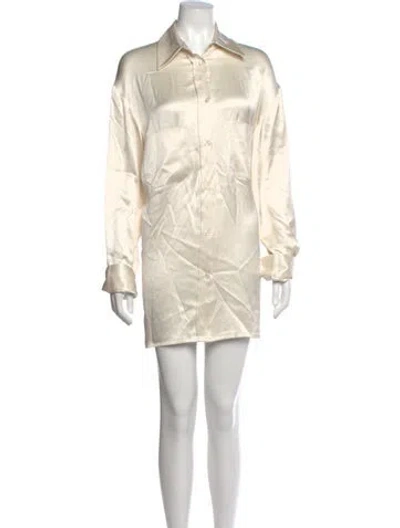 Pre-owned Dušan Silk Mini Dress In Neutral