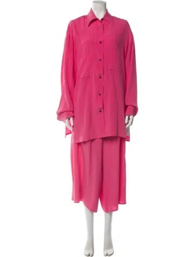 Pre-owned Dušan Silk Pant Set In Pink