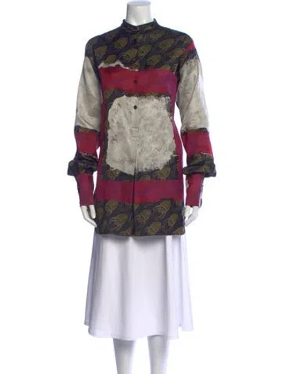 Pre-owned Dušan Silk Patterned Button-up Top In Multicolor