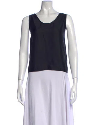 Pre-owned Dušan Silk Scoop Neck Top In Blue