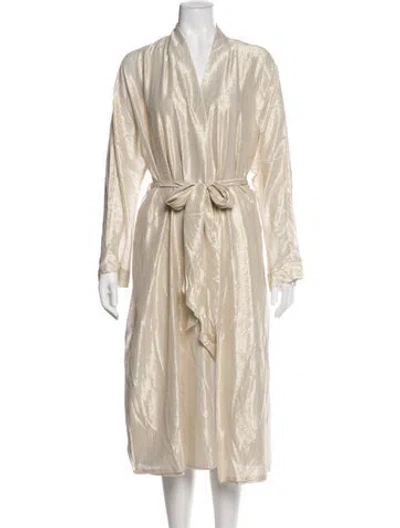 Pre-owned Dušan Silk V-neck Top In Gold