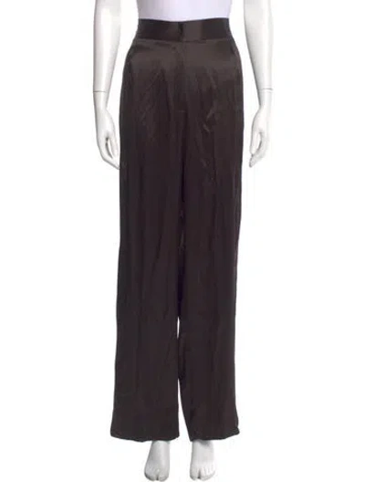Pre-owned Dušan Silk Wide Leg Pants In Brown