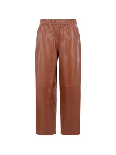 Dušan Straight-leg Leather Trousers In Brown