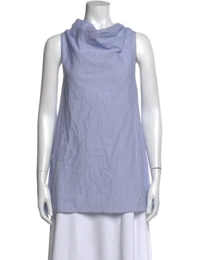 Pre-owned Dušan Striped Cowl Neck Top In Blue