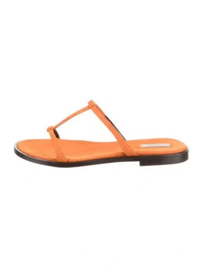 Pre-owned Dušan Suede T-strap Sandals In Orange