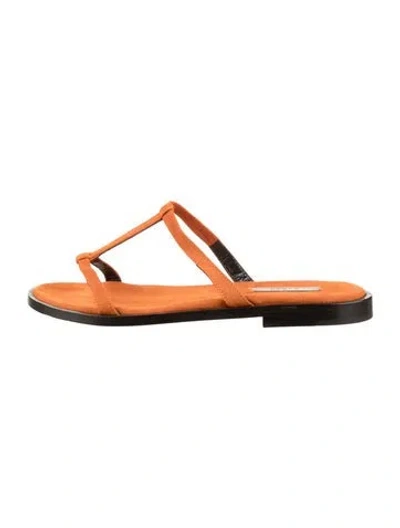 Pre-owned Dušan Suede T-strap Sandals In Orange