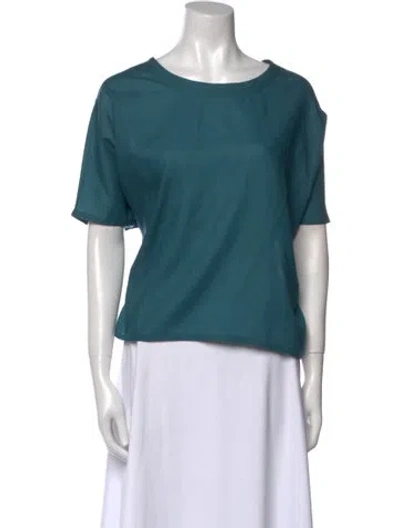 Pre-owned Dušan Virgin Wool Bateau Neckline Top In Blue