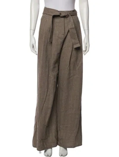 Pre-owned Dušan Virgin Wool Wide Leg Pants In Brown