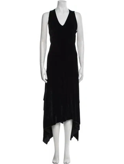 Pre-owned Dušan V-neck Midi Length Dress In Black