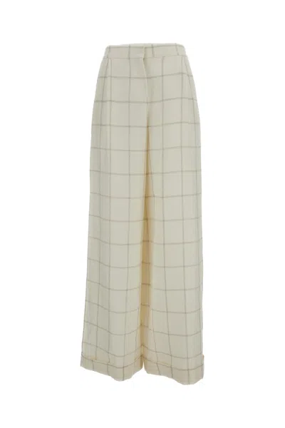 Dušan Checked Wide-leg Trousers In Linen And Wool Blend In Multi
