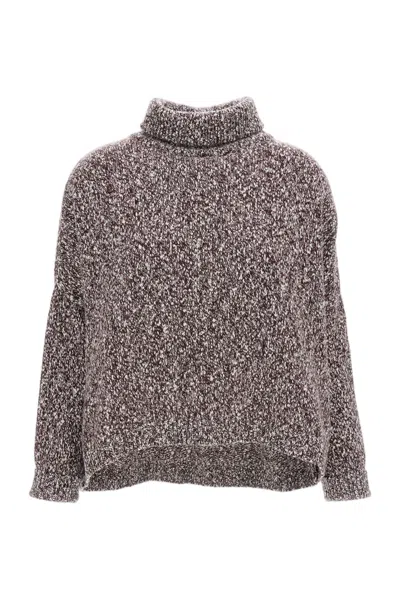Dušan White/burgundy Two-tone Asymmetric Cashmere Turtleneck Sweater In Grey