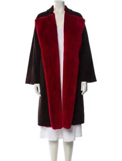 Pre-owned Dušan Wool Faux Fur Coat In Red