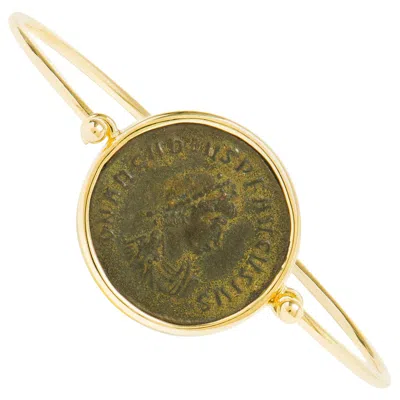 Pre-owned Dubini Ancient Bronze Coin 18 Karat Yellow Gold Bracelet