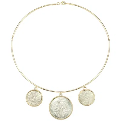 Pre-owned Dubini Ancient Governors Of Tabaristan Silver Coin 18 Karat Yellow Gold Necklace