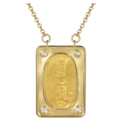 Pre-owned Dubini Koban Ancient Japanese Coin Medallion Gold Diamond Necklace In Multi