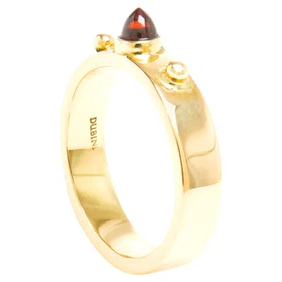Pre-owned Dubini Punta Di Diamante Cabochon Garnet 18 Karat Yellow Gold Ring