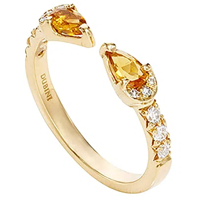 Pre-owned Dubini Theodora Citrine Drops And White Diamonds 18k Yellow Gold Ring