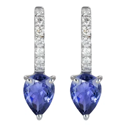 Pre-owned Dubini Theodora Iolite And Diamonds 18k White Gold Earrings