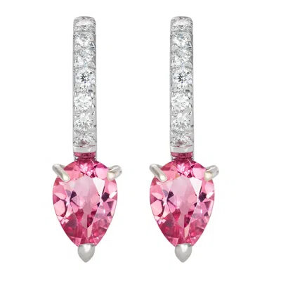 Pre-owned Dubini Theodora Rubellite Tourmaline And Diamonds 18k White Gold Earrings