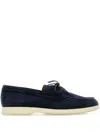 Duca Heritage Lace-up Suede Loafers In Blue