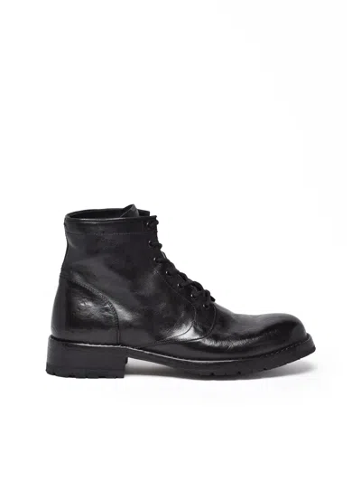 Ducanero Black Leather Lace-up Ankle Boots