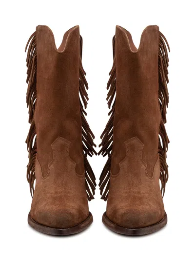 Ducanero High-heeled Fringe Boots In Brown