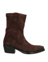 Ducanero Woman Ankle Boots Dark Brown Size 7 Leather In Burgundy