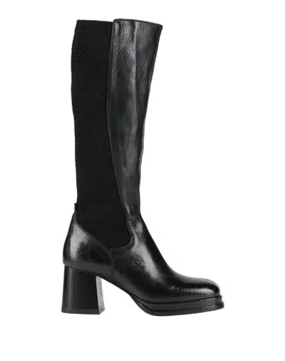 Ducanero Woman Boot Black Size 10 Leather, Textile Fibers