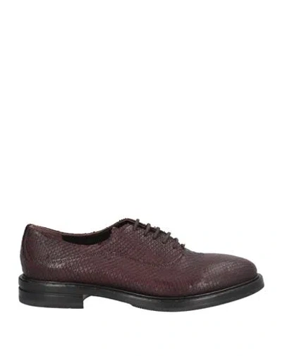 Ducanero Woman Lace-up Shoes Burgundy Size 7 Leather In Red